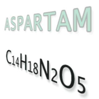 Aspartam text och kemisk formel